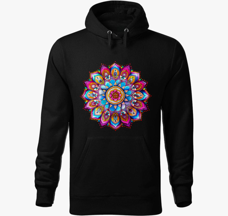 Mandala jel kapucnis pulóver — Fekete