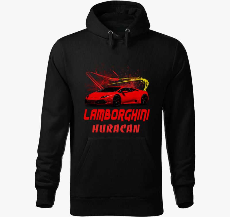 Lamborghini Huracan kapucnis pulóver — Fekete