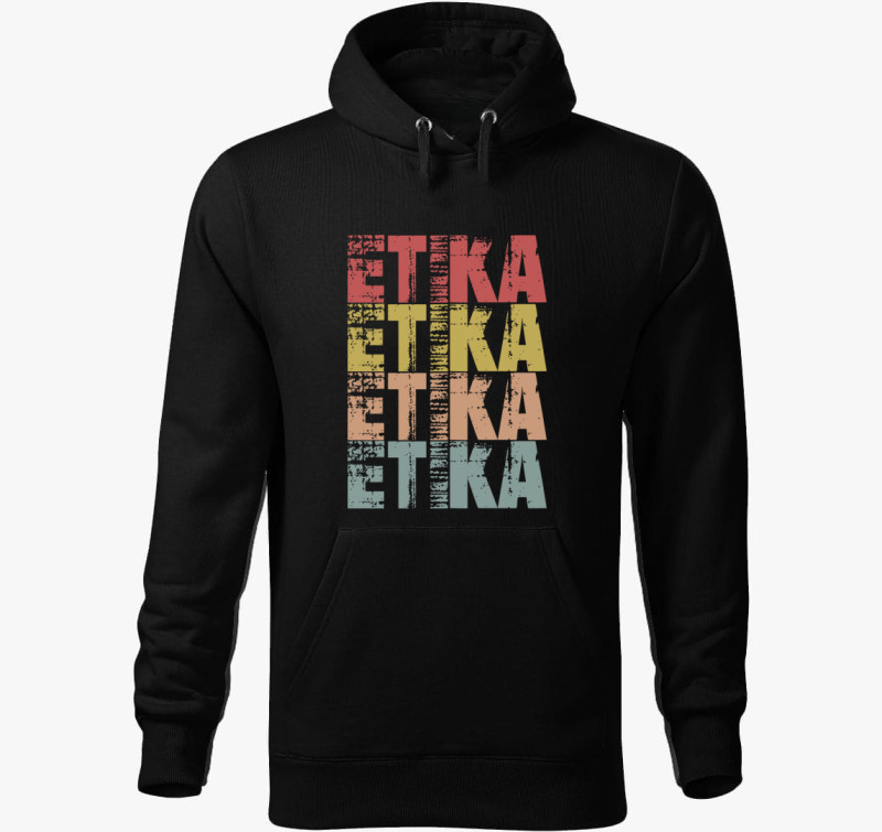 Etika feliratos kapucnis pulóver — Fekete