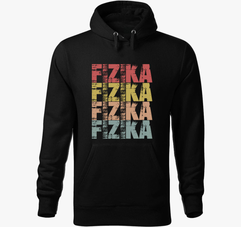 Fizika feliratos kapucnis pulóver — Fekete