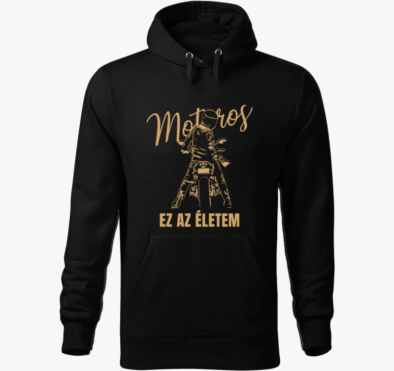 Motor ez az életem kapucnis pulóver — Fekete