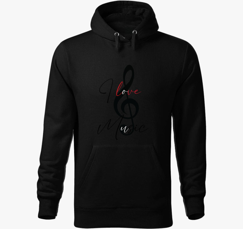 I love music kapucnis pulóver — Fekete