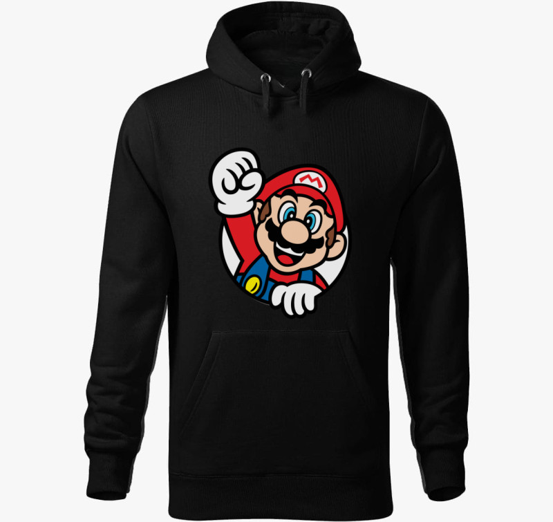 Supermario kapucnis pulóver — Fekete