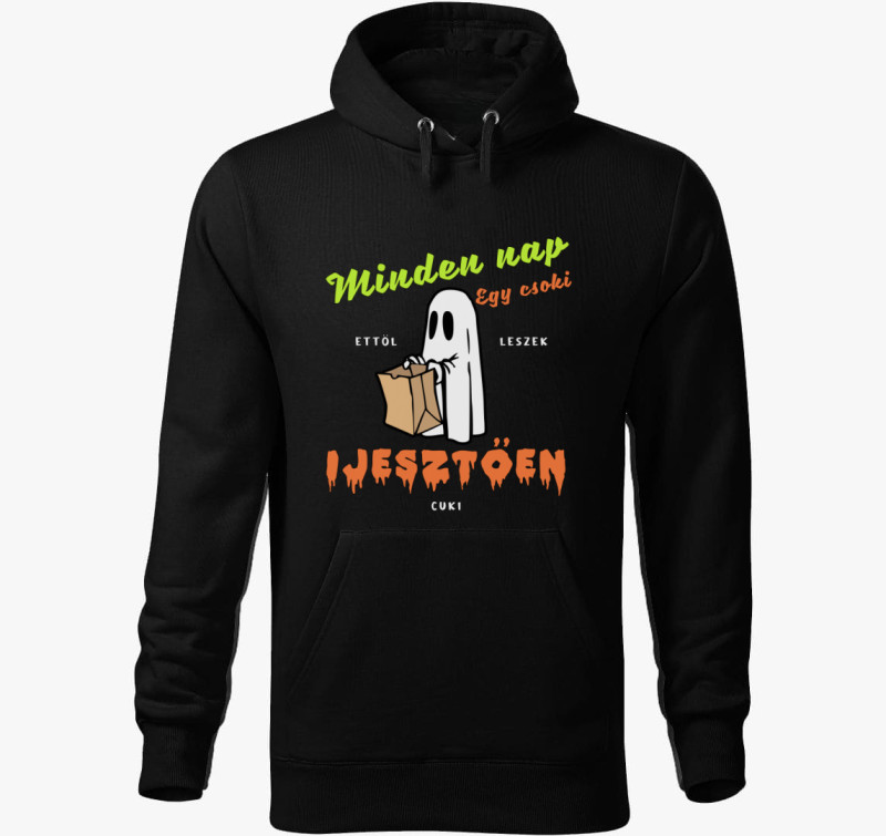 Cuki szellem halloweeni kapucnis pulóver — Fekete