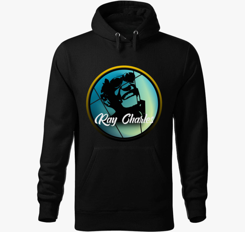 Ray Charles mintás kapucnis pulóver — Fekete