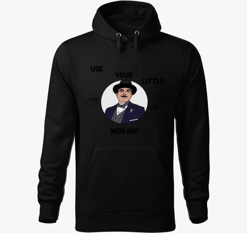 Poirot kapucnis pulóver — Fekete