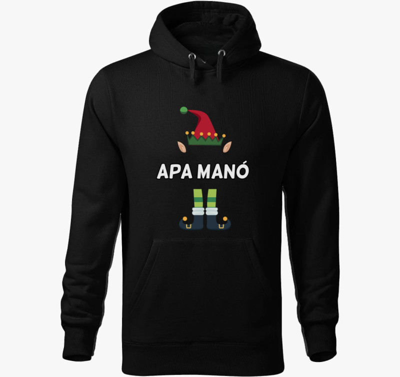 Apa manó kapucnis pulóver — Fekete