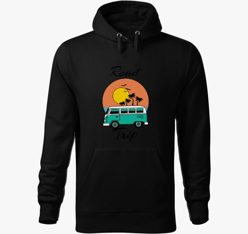 Road Trip Kisbuszos kapucnis pulóver — Fekete