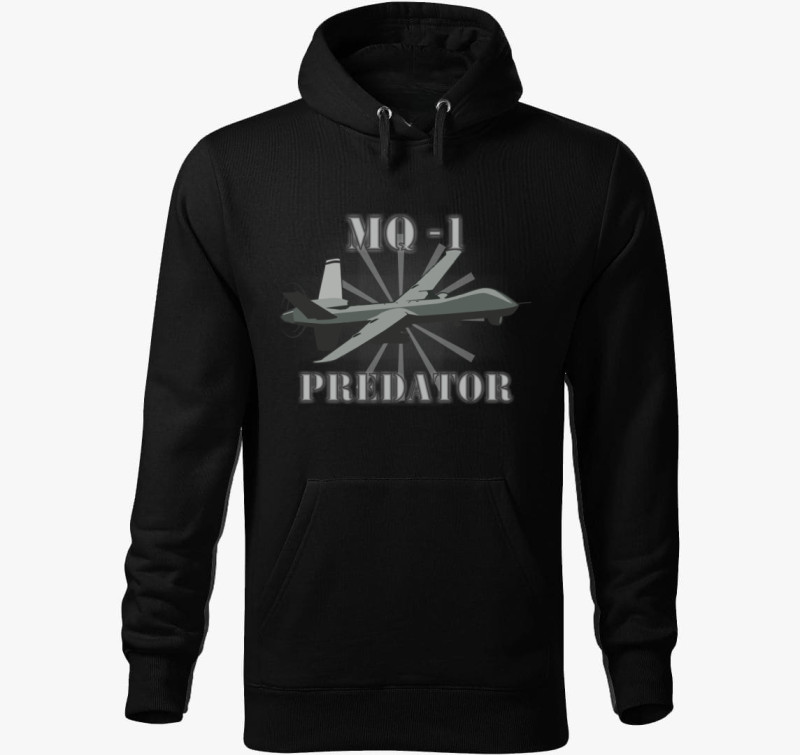 Prédátor harcidrón kapucnis pulóver — Fekete