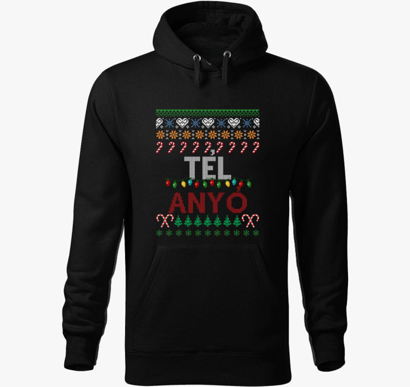 Télanyó kapucnis pulóver — Fekete