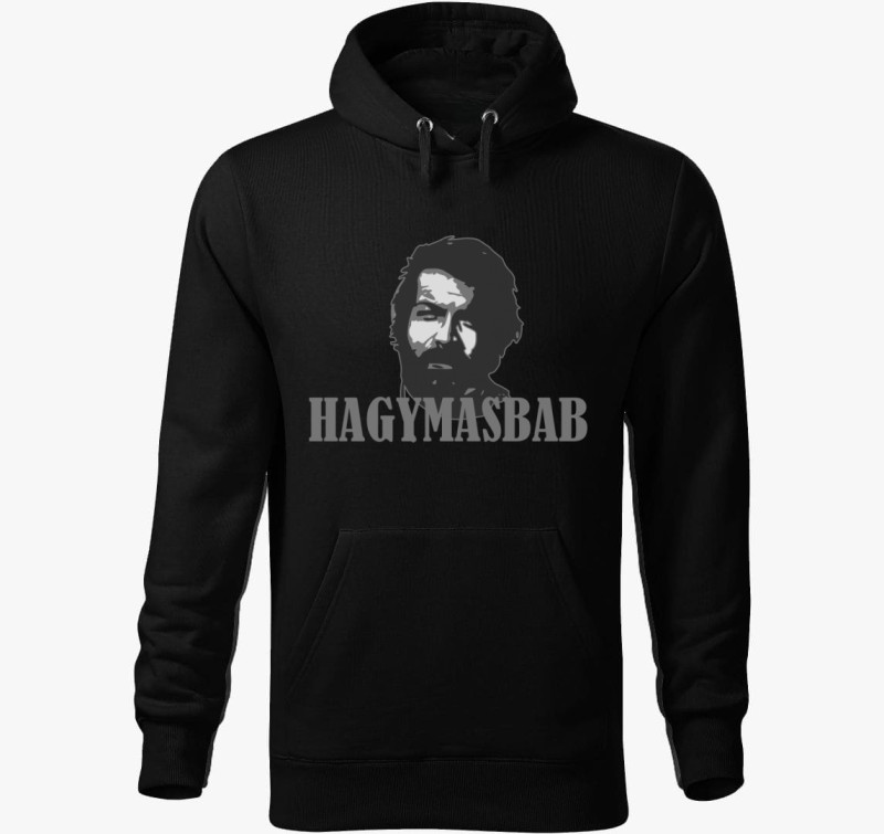 Bud Spencer hagymásbabos kapucnis pulóver — Fekete