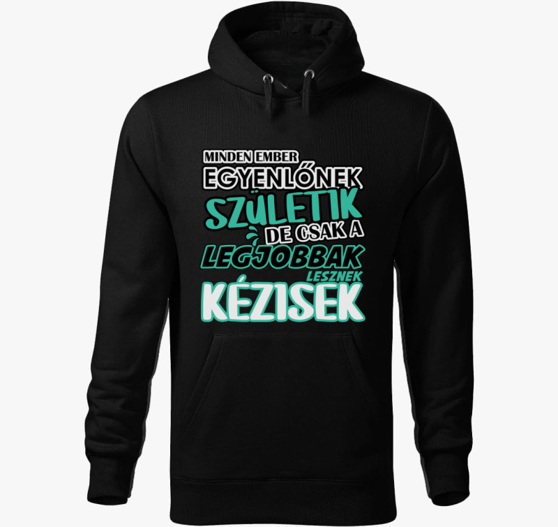 Egyenlőnek születik kézis kapucnis pulóver — Fekete