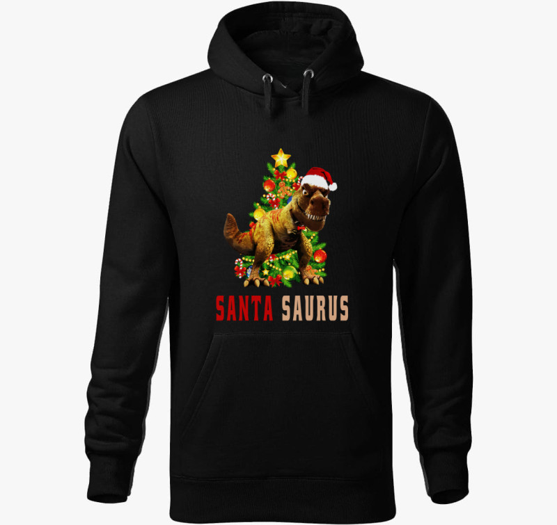 Santa Saurous kapucnis pulóver — Fekete