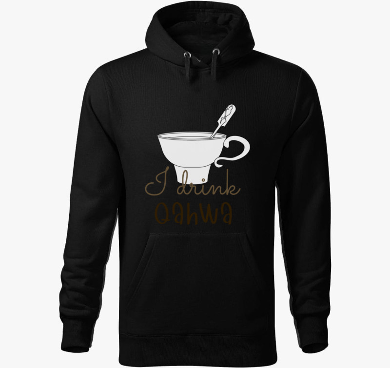 I drink Qahwa - török/arab kávé kapucnis pulóver — Fekete