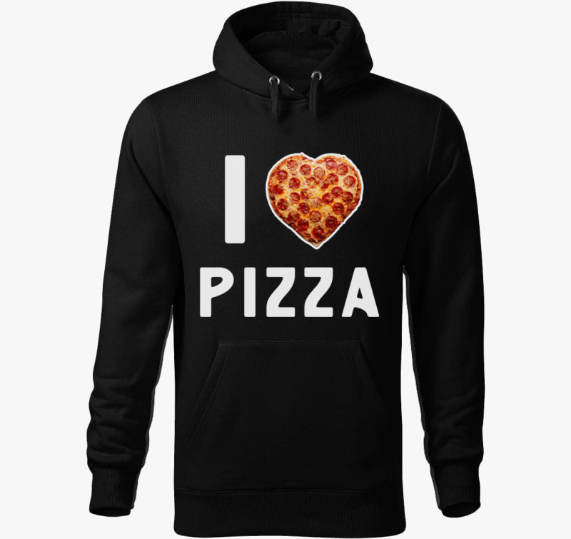 I love pizza kapucnis pulóver — Fekete