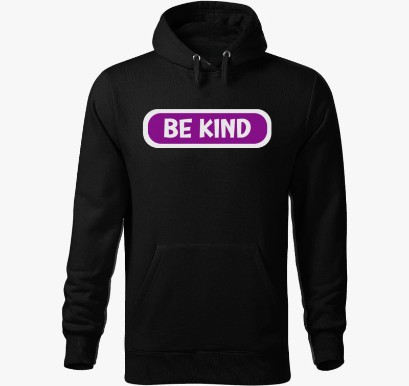 Be kind lila kapucnis pulóver — Fekete