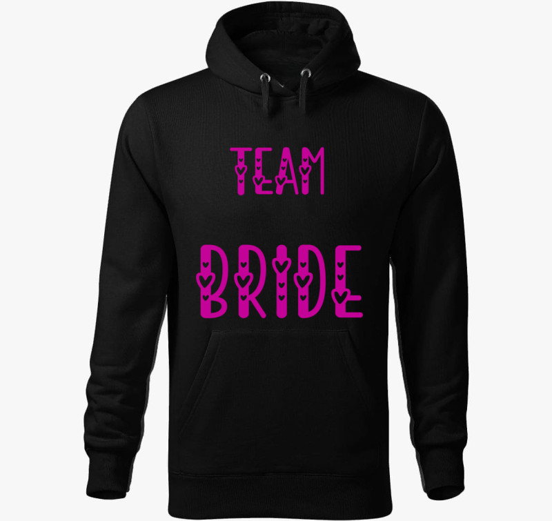 Team Bride pink kapucnis pulóver — Fekete