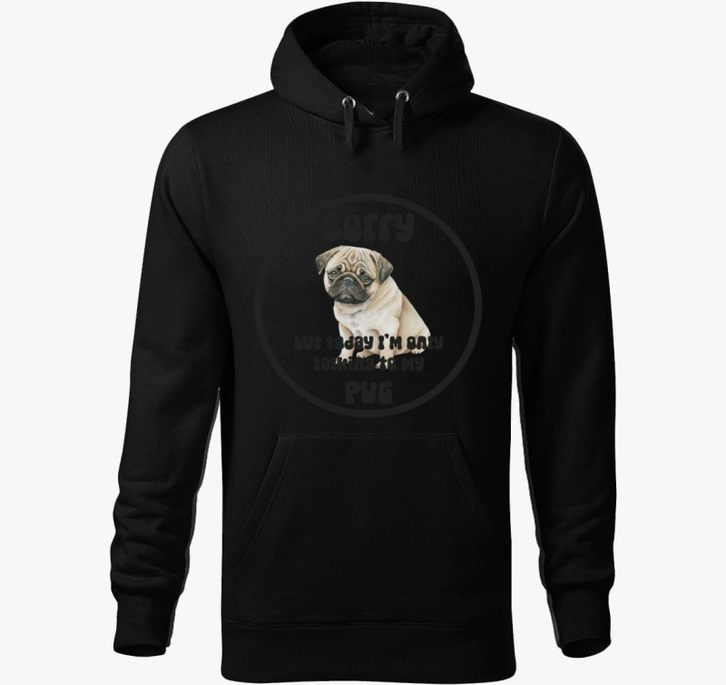 Talking Pug kapucnis pulóver — Fekete