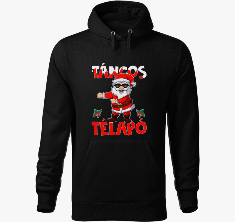 Táncos Télapó kapucnis pulóver — Fekete