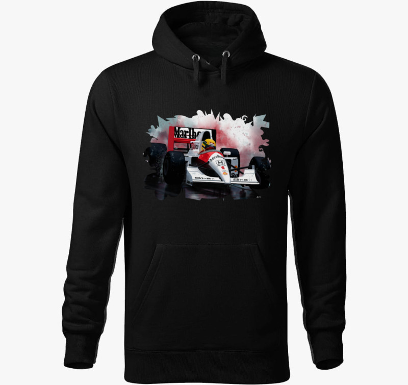 Ayrton Senna kapucnis pulóver — Fekete