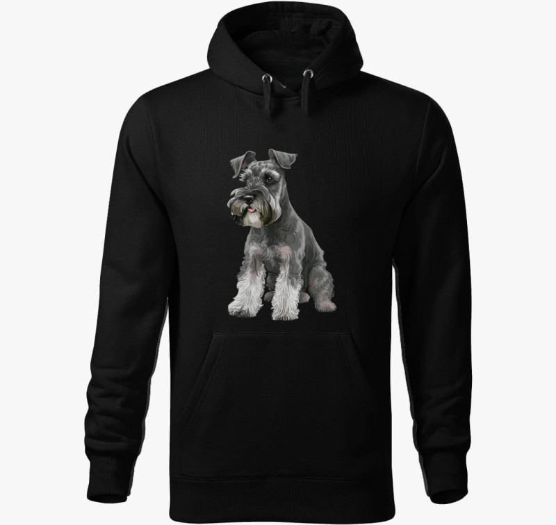 Schnauzer kapucnis pulóver — Fekete