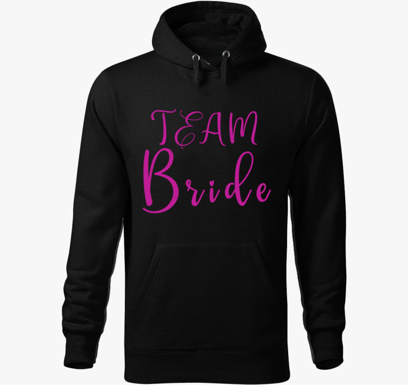 TEAM Bride pink szivecske kapucnis pulóver — Fekete