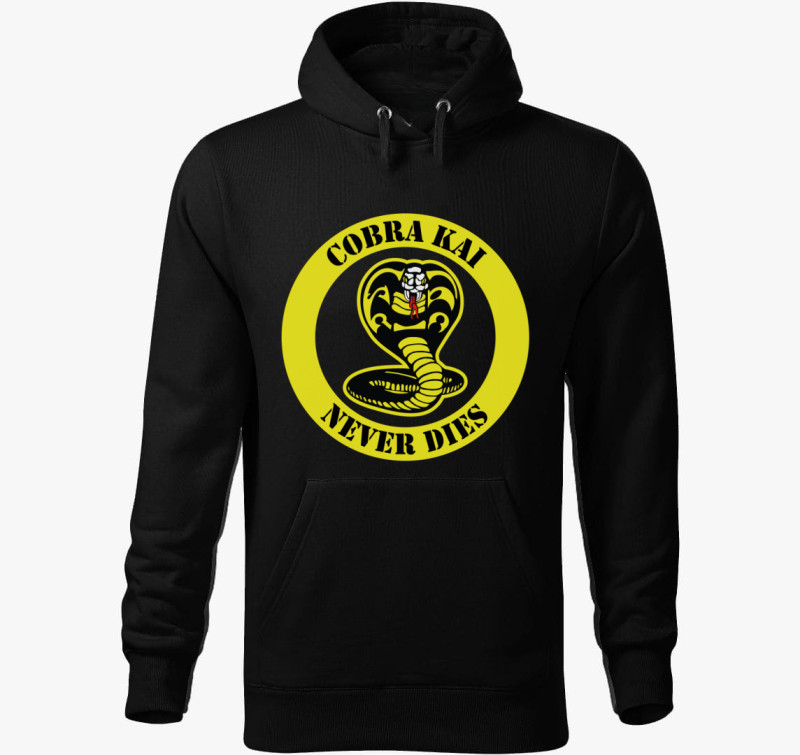 Cobra Kai never dies kapucnis pulóver — Fekete
