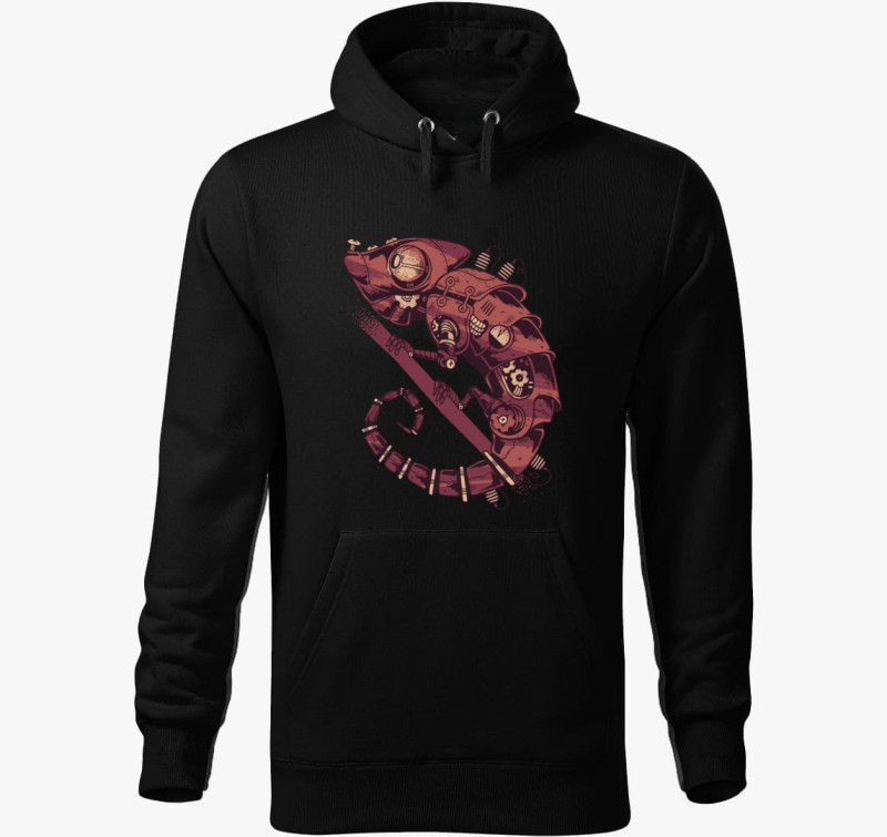 Steampunk kaméleon kapucnis pulóver — Fekete