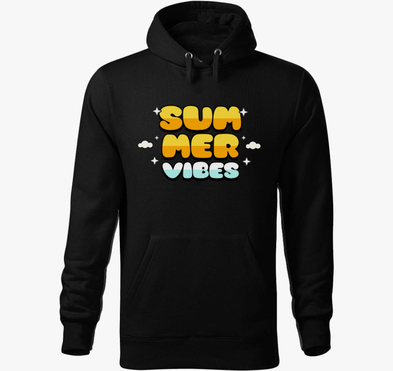 Summer vibes kapucnis pulóver — Fekete