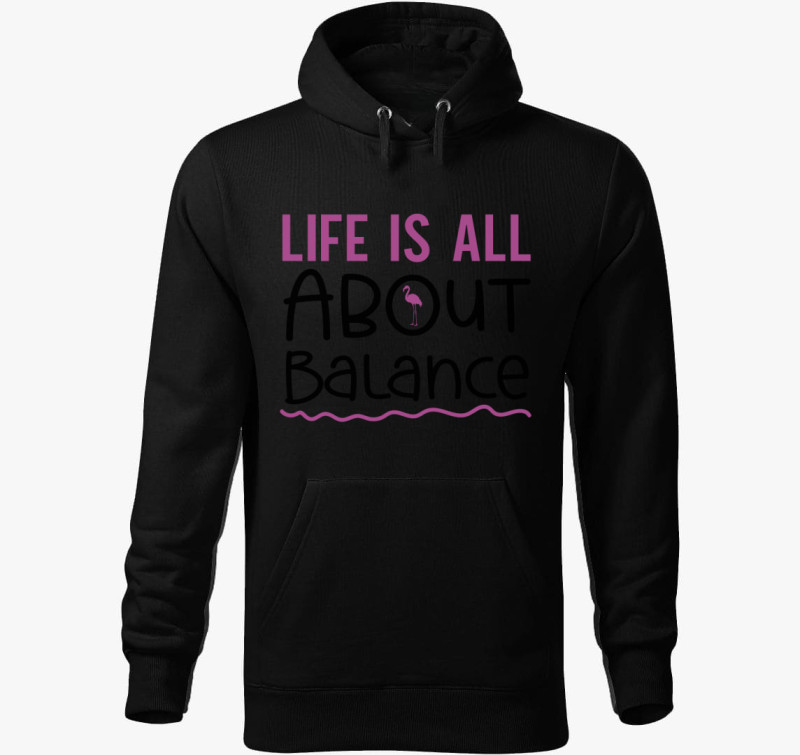 Flamingo life kapucnis pulóver — Fekete