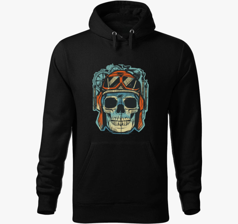 Gear Skull kapucnis pulóver — Fekete