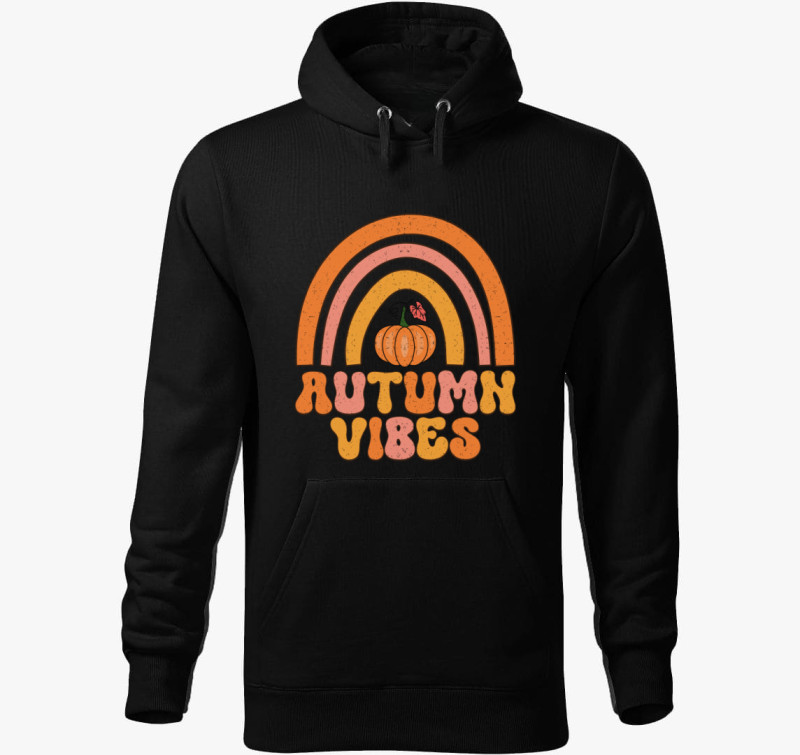 Autumn vibes kapucnis pulóver — Fekete