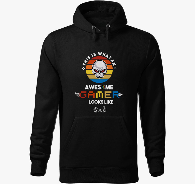 Awesome Gamer kapucnis pulóver — Fekete