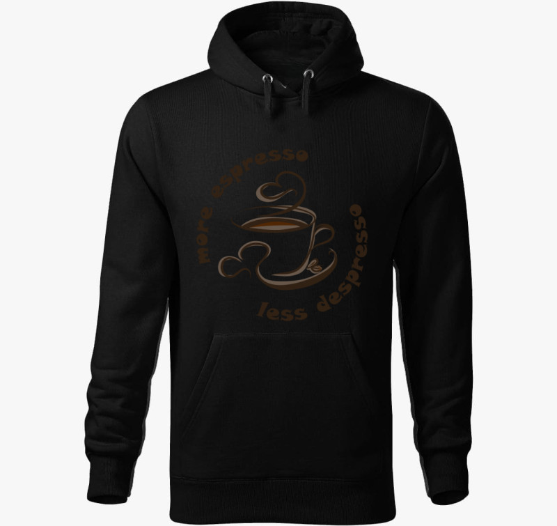 More espresso kapucnis pulóver — Fekete