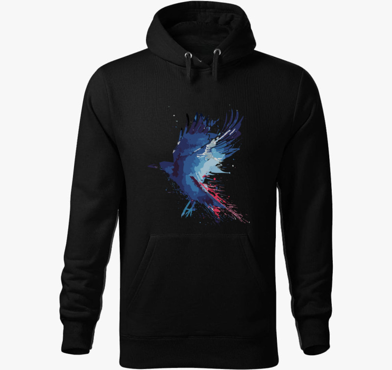 Splash crow kapucnis pulóver — Fekete