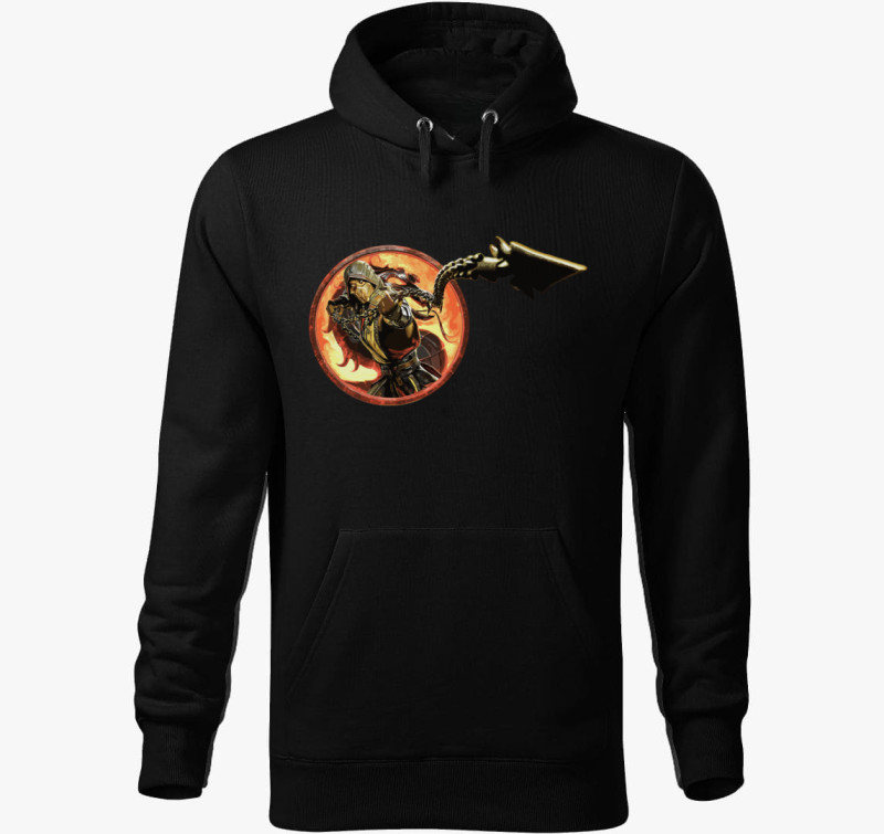 Mortal Kombat Scorpion 3D kapucnis pulóver — Fekete