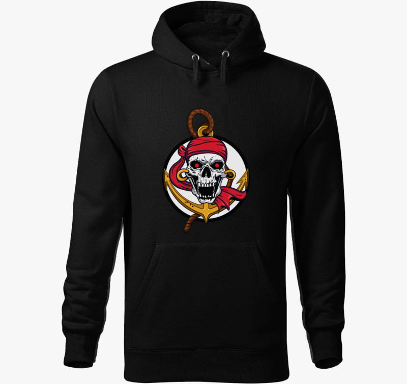 Pirate skull kapucnis pulóver — Fekete