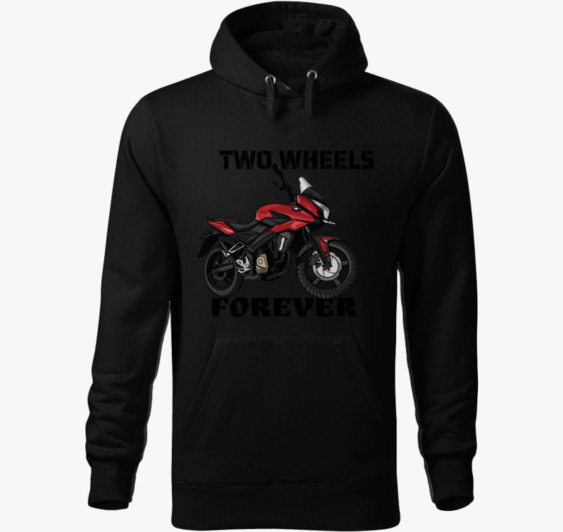 Two Wheels Forever kapucnis pulóver — Fekete