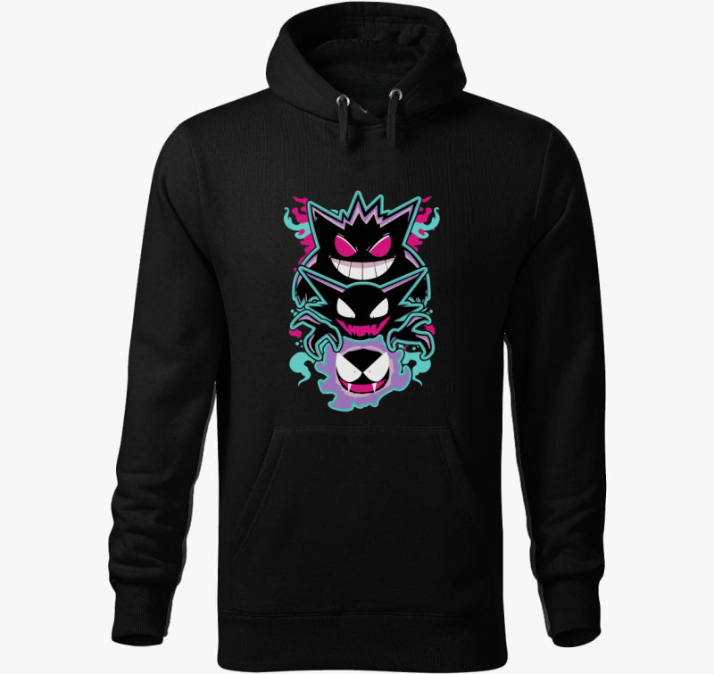 Pokemon Haunter kapucnis pulóver — Fekete