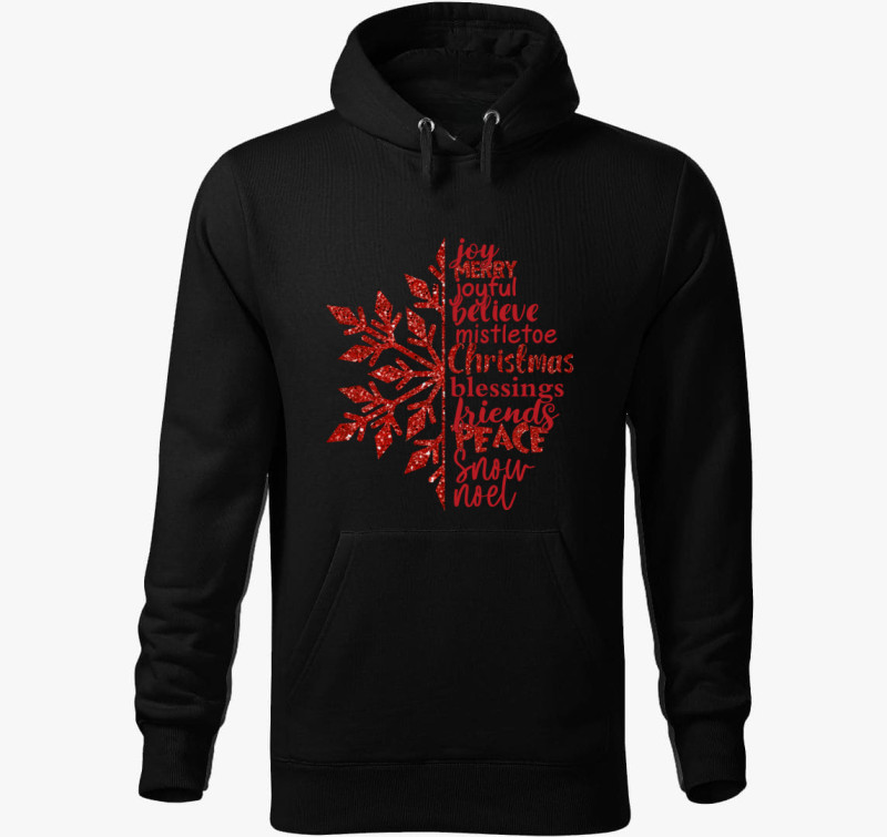 Xmas snowflake kapucnis pulóver — Fekete