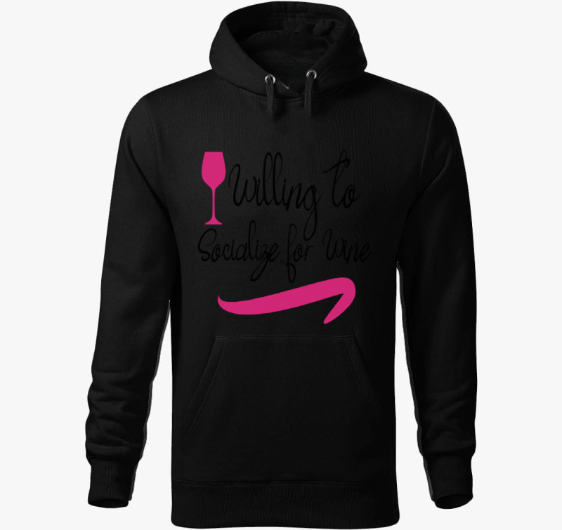 Wine socialize kapucnis pulóver — Fekete