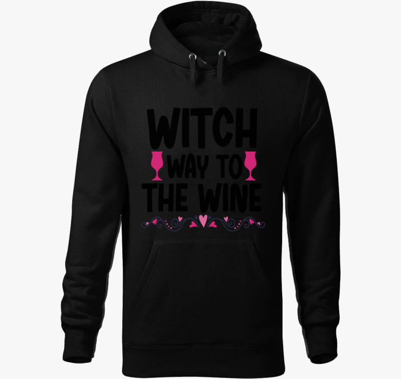 Witch wine kapucnis pulóver — Fekete