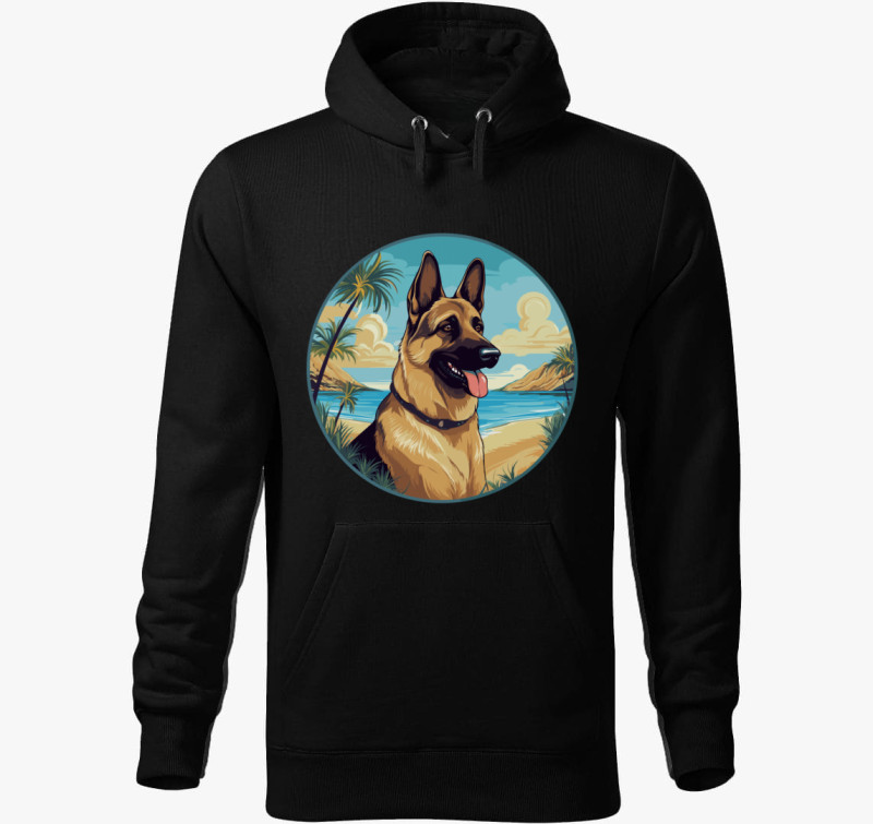 German Sheperd kapucnis pulóver — Fekete