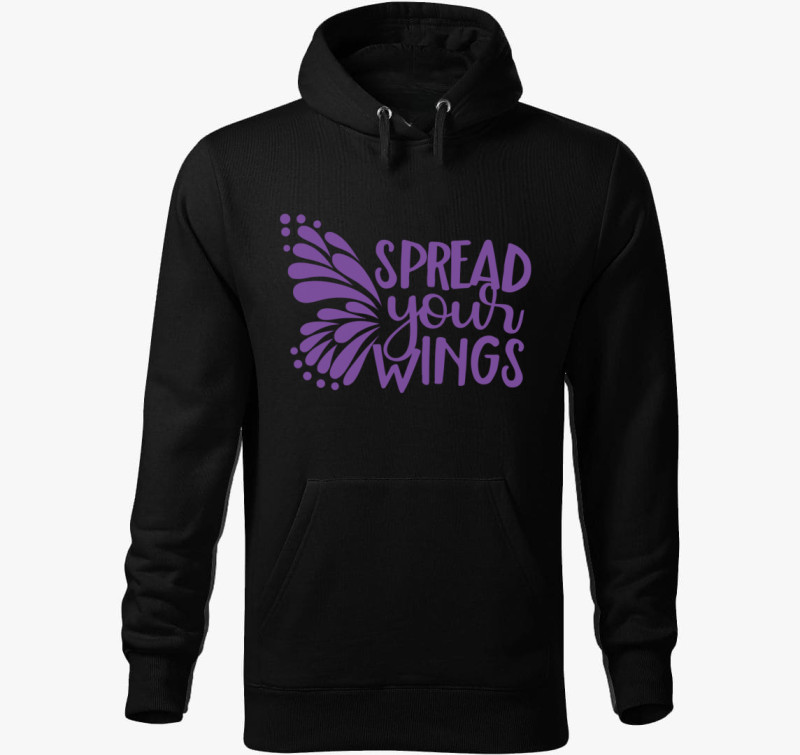 Spread wings lila kapucnis pulóver — Fekete