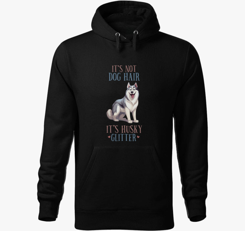 Husky glitter kapucnis pulóver — Fekete