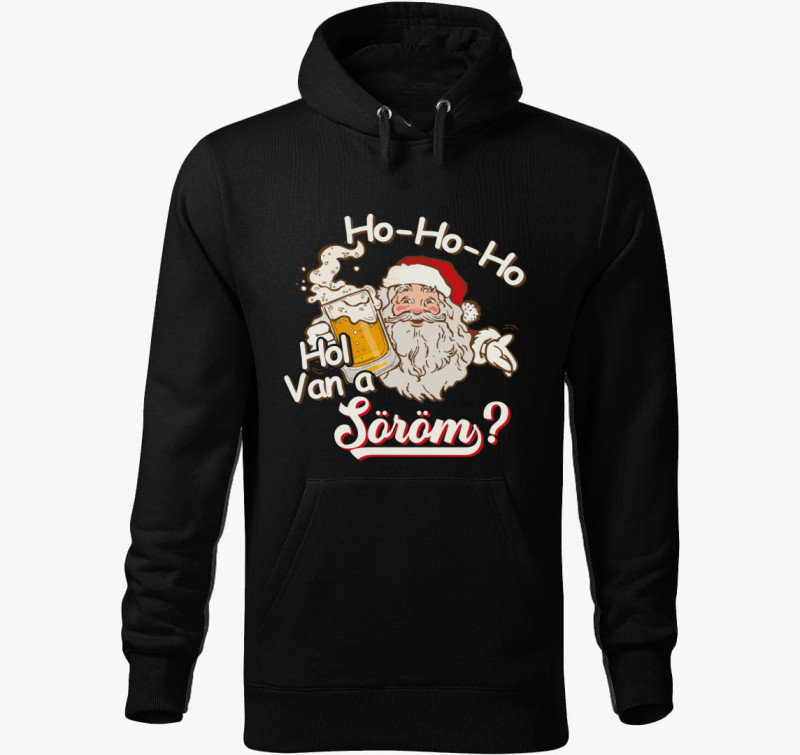 Ho ho hol van a söröm kapucnis pulóver — Fekete
