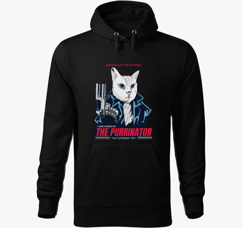 The Purrmimator kapucnis pulóver — Fekete
