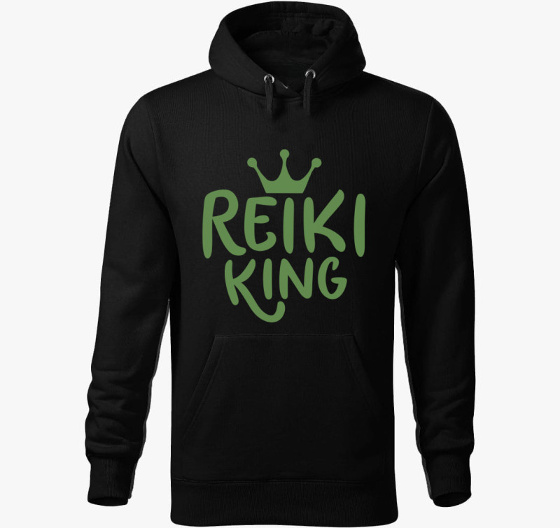 Reiki king zöld kapucnis pulóver — Fekete