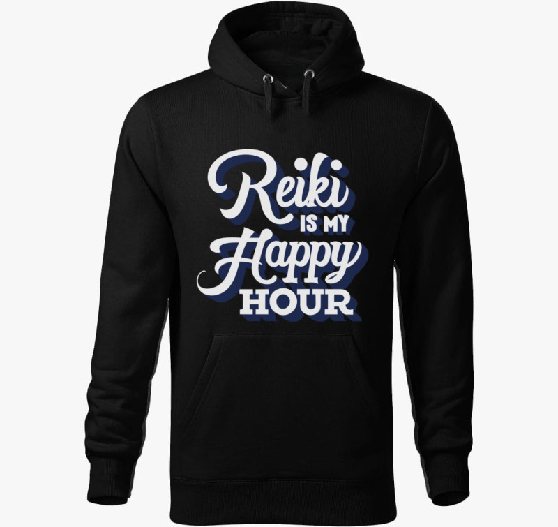 Reiki is my happy hour kapucnis pulóver — Fekete