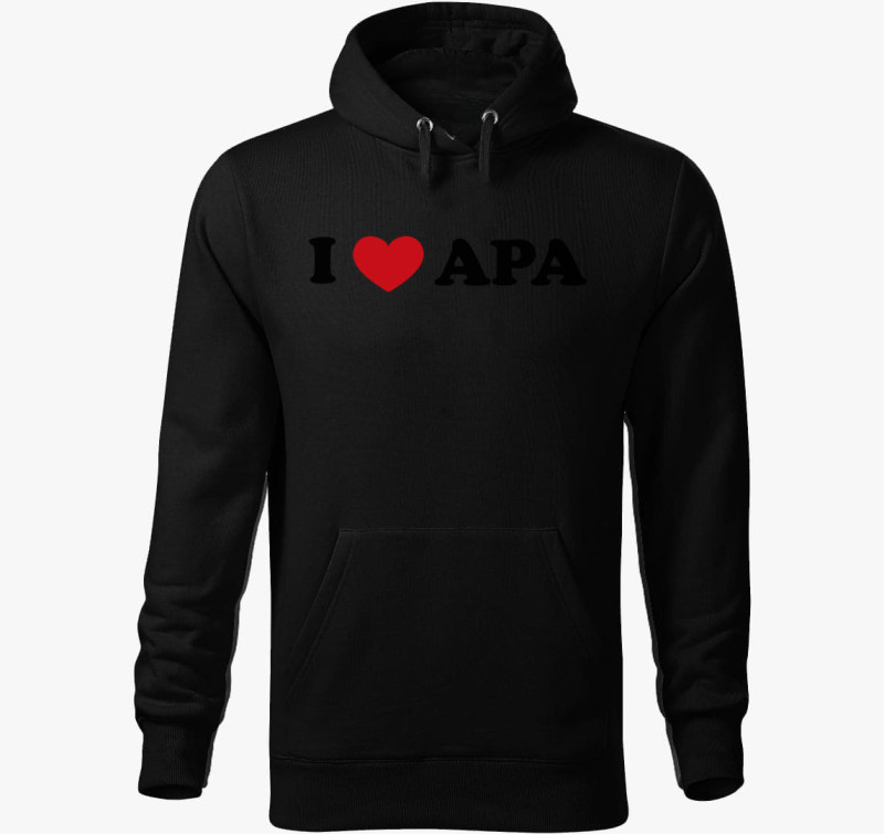 I love Apa kapucnis pulóver — Fekete